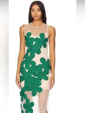 SIMONMILLER Hibiscus Crochet Dress in Gummy Green Medium